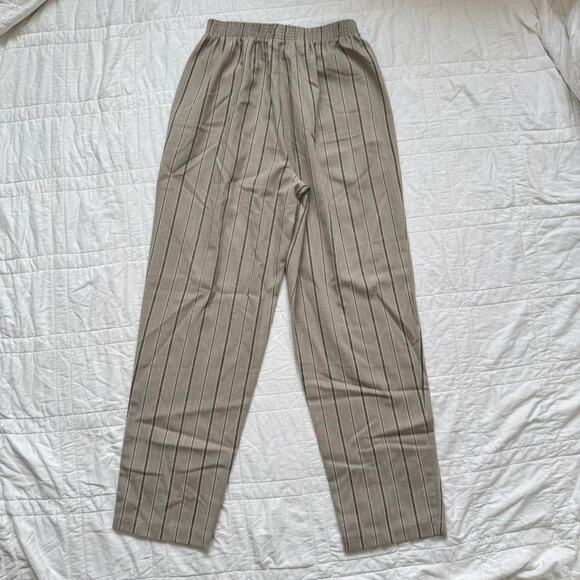 Briggs Vintage striped high rise trousers sz 12 beige elastic waist academia - Picture 6 of 8